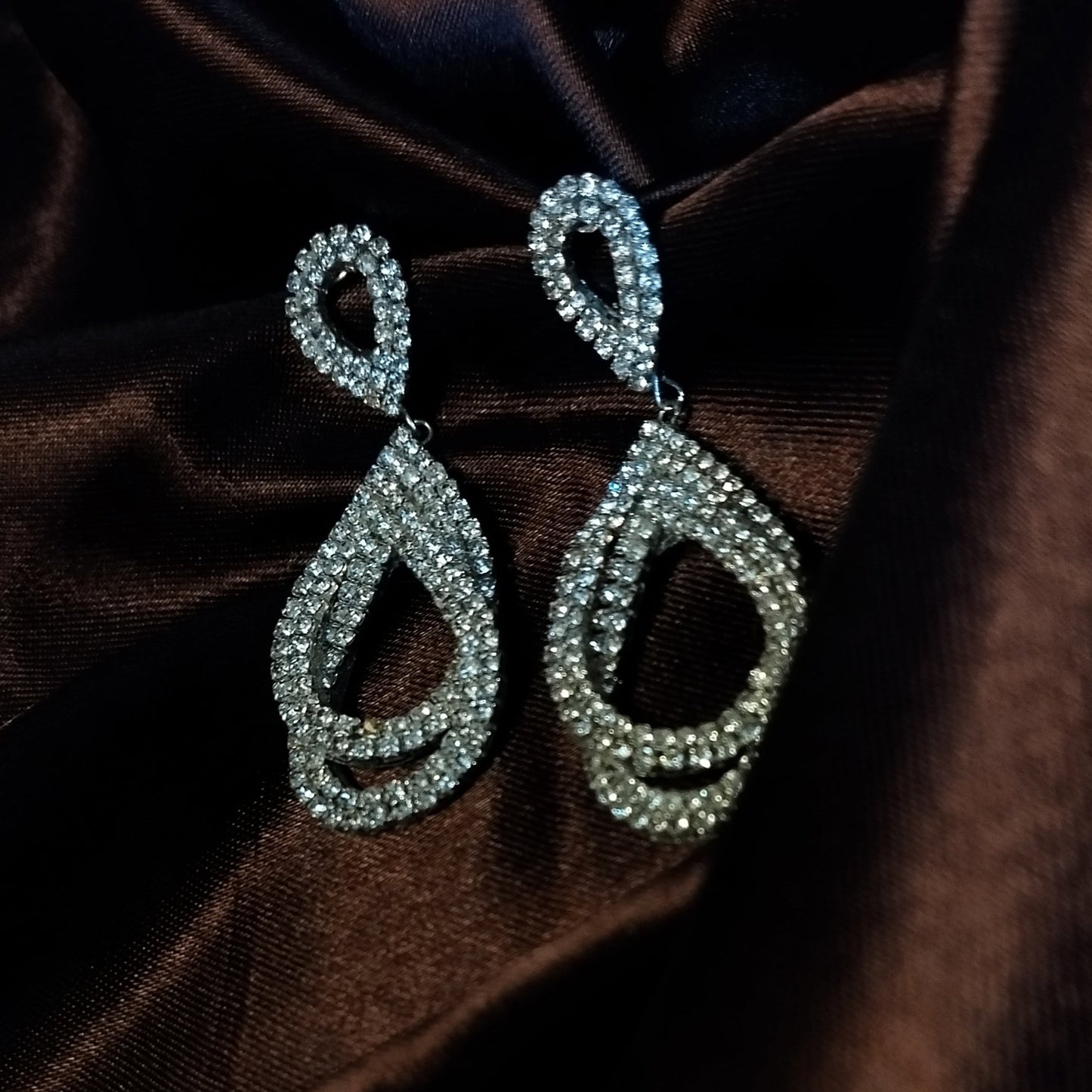 Silver Rhinestone Teardrop Earrings | Lavish Adorn.