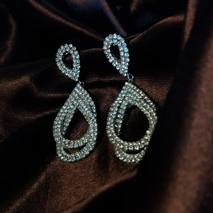 Silver Rhinestone Teardrop Earrings | Lavish Adorn.