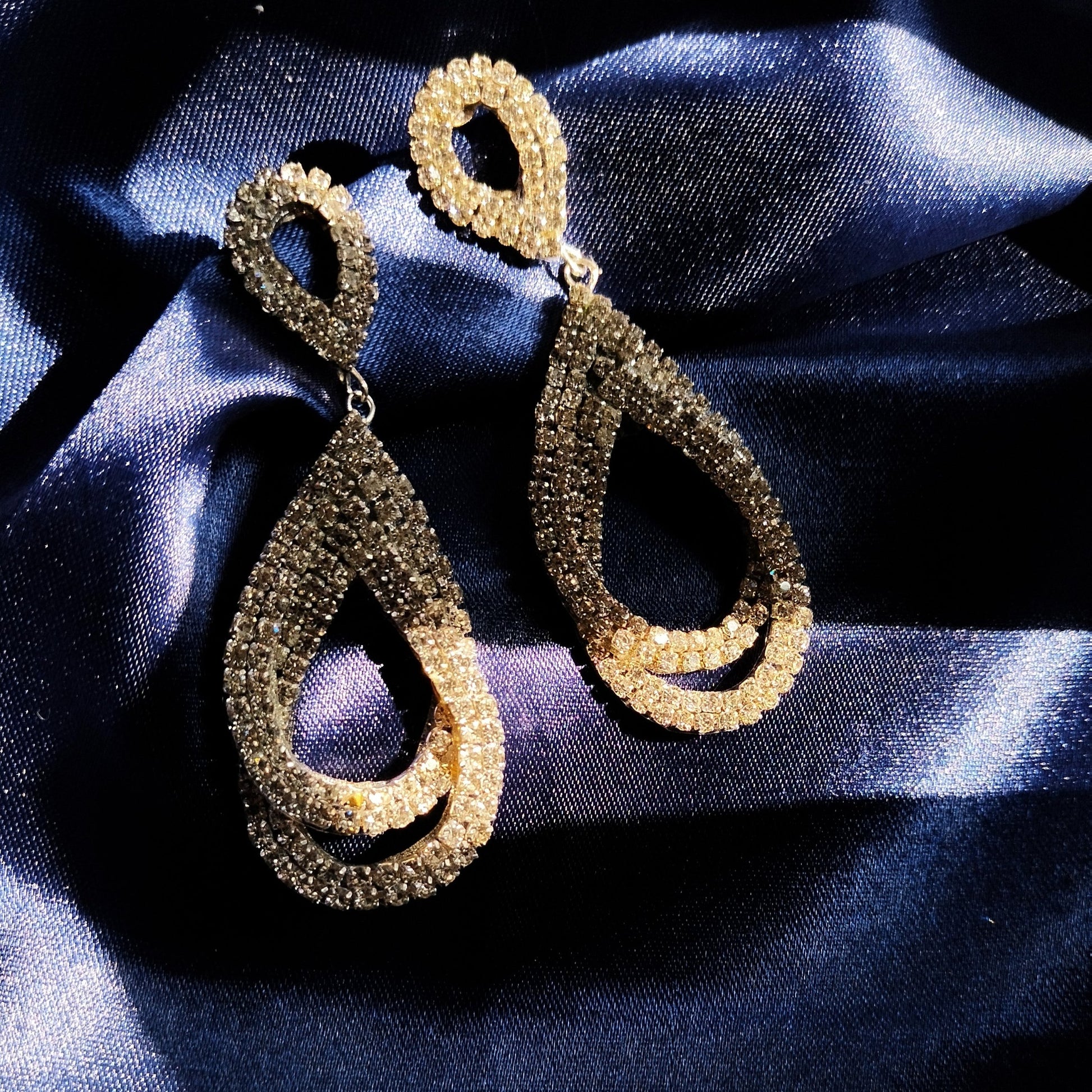 Silver Rhinestone Teardrop Earrings | Lavish Adorn.